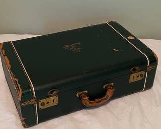 Vintage "White Star" Forest Green Hardshell Suitcase