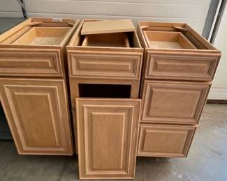 Unfinished Raised Panel Kitchen Cabinet Base Set