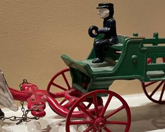 Vintage Kenton Cast Iron Horse-Drawn Stake Wagon Toy