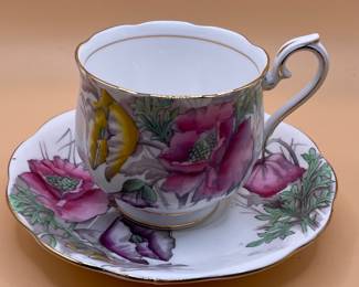 Royal Albert Flower of the Month Series August Poppy Teacup and Saucer