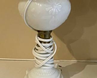 Pair of Vintage Milk Glass Boudoir Lamps