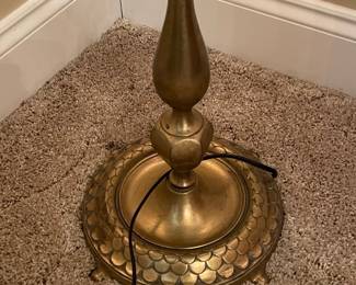 Vintage Brass and Marble Tray Floor Lamp - Stiffel Style