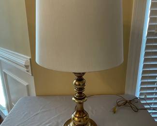 Vintage Stiffel Polished Brass Two-Light Table Lamp