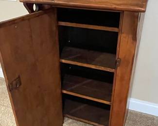 Antique Pine Jelly Cupboard with Moon Cutouts