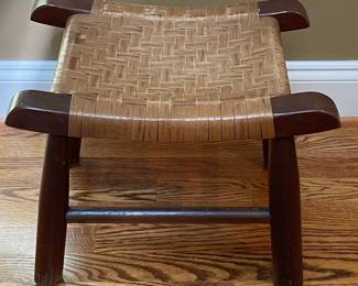Mid-Century Modern Woven Footstool - Old Hickory Style