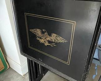Artex Black Lacquered Folding TV Tray Set with Stand