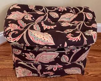 Upholstered Ottoman with Casters - Floral Print