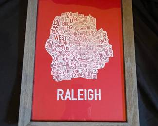 Raleigh NC Neighborhood Map Print