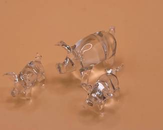 Set of 3 Blown Glass Pigs