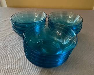 Hazel Atlas Capri Blue Glass Bowls