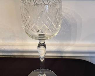 Vintage Cut Glass Wine Goblets - Concerto Diamond Cut Pattern