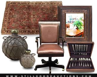 Waterford, Fossil, Polly Pocket, trunks, vintage furniture, powerlift recliner, Ray Ban sunglasses, Ralph Lauren, bookshelf, cookie jars, Michael Kors, Maui Jim sunglasses, dragon figurines, quilting hoop, milk glass, vintage canes, and much more!