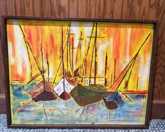 1970s MCM Nautical Painting 