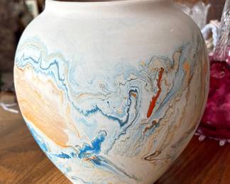Nemadji Pottery Marbled Clay Vase 