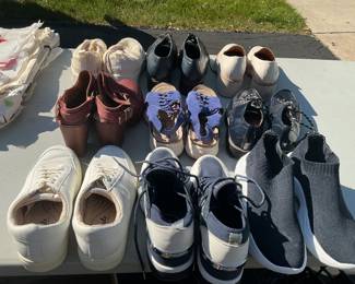 Lots of shoes: casual, workout, sandals,