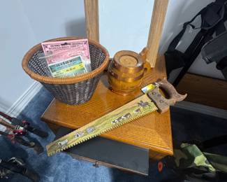 Hand painted saw and decor