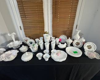 Large milk glass collection