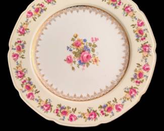 vintage Gold Castle Hostess porcelain plate made in Japan featuring a pink rose and gold filigree pattern