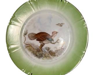 antique porcelain game bird cabinet plate imported by Lazarus Straus & Sons (LS&S), dating from the late Victorian to Edwardian era Numbered in gold 