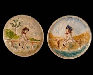 Vintage 3d plaques of children