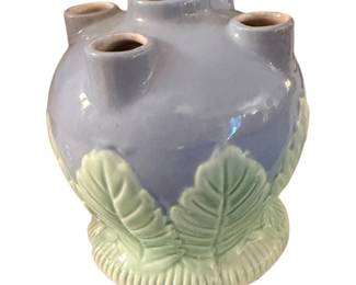 light blue and green ceramic multi-opening bulb or tulipier-style vase,