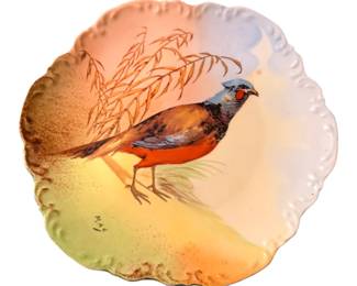 antique, hand-painted Coronet Limoges France game bird plate featuring a pheasant and signed by the artist "MAX".