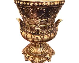 Vtg. Gold Plated Gold Satin Pedestal Vase By Inarco