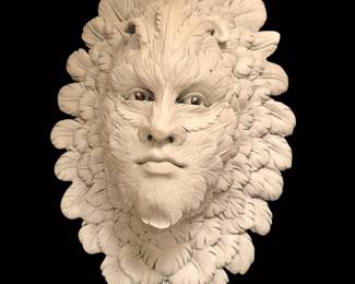 11.5-in W x 18-in H Resin Presence Of Carnevale Green Man Abstract Wall Sculpture