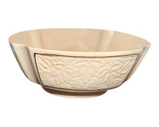 Lenox Bordeaux Collection 10" Footed Centerpiece Bowl featuring an ivory porcelain body with an embossed grape and leaf motif and 24k gold trim