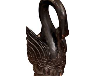 Black Painted Carved Wood Goose