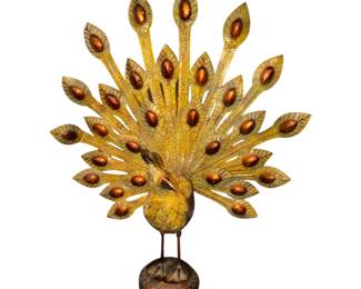 Peacock Metal Sculpture Statue Gold Finish
