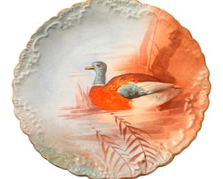 Vintage Limoges Plate B&H France Hand Paint Duck Game Bird Porcelain 