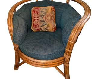 vintage mid-century modern barrel-back rattan lounge chair