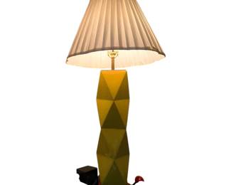 Geometric yellow lamp base with pleated shade