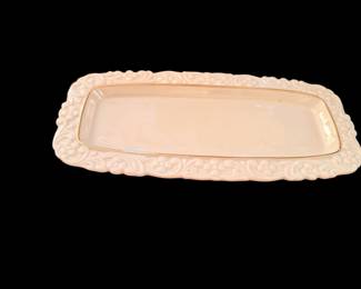 Vintage Lenox USA Greenwich Mint Tray Scalloped Edge 10" L x 4 5/8" W 24K Accent