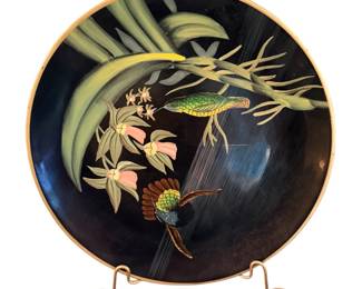 Vintage Raymond Waites Black & Gold Birds & Foliage Collector Plate 10.25