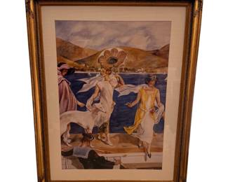 Large framed print walking by the seashore 