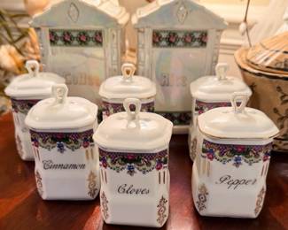 Vintage porcelain spice jar made by Victoria China Czechoslovakia