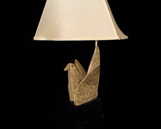 vintage 1970s Florentine table lamp featuring an avian-inspired sculpted base