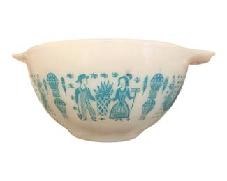 Vintage Pyrex Blue Turquoise Butterprint Rooster  Mixing Bowl