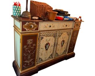 hand-painted decorative wooden sideboard