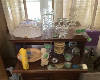 Vintage glassware, TV stand