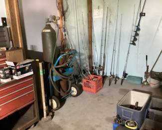 Welding Tanks with cart and fishing gear
