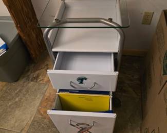 Filing Cabinets on casters and glass top