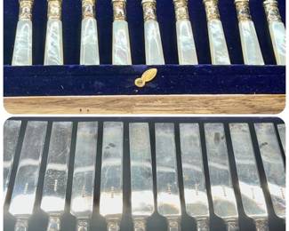 Mother of Pearl Handled Knife and Fork Sets
