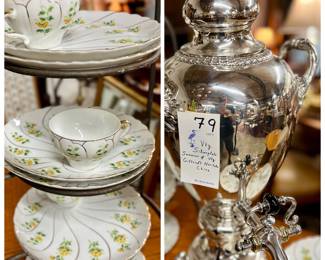 Vintage Silverplate Samovar & Vintage Giftcraft Noritake China Luncheon Set