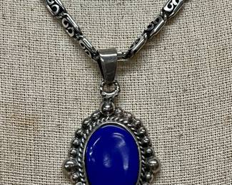 Sterling & Lapis Pendant with Chain 