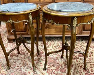 Pair of vintage marble top occasional tables