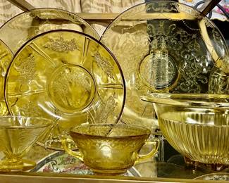 Collection of Vintage Amber Federal Glass