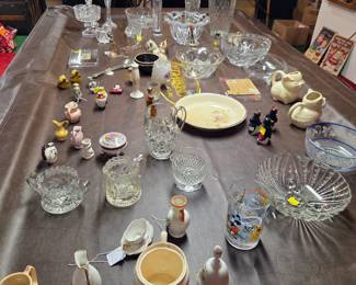 Various antique and crystal dishes. Items from occupied Japan